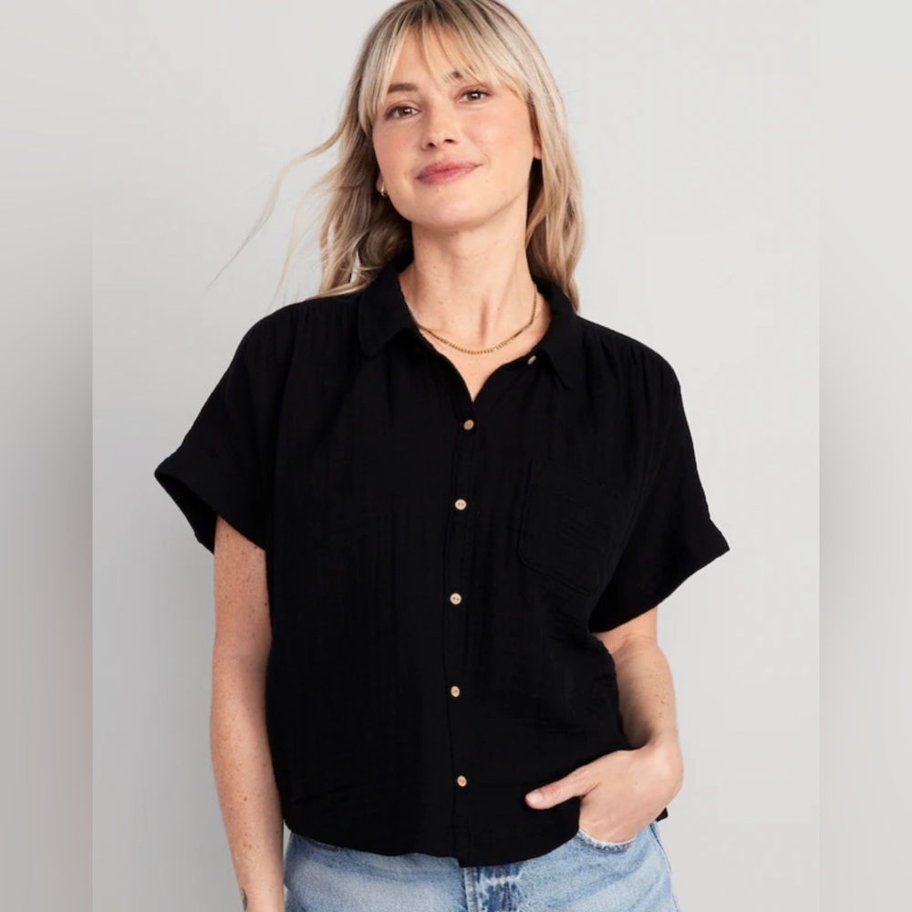 Old Navy Black Button Down Blouse
